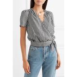 Madewell Tops | Madewell Gingham Cotton-Poplin Wrap Top | Color: Black/Red/White | Size: Xs