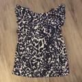 Zara Tops | Animal Print Zara Blouse Top Size Xs | Color: Blue | Size: Xs