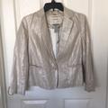 Anthropologie Jackets & Coats | Anthropologie “Cartonnier” Metallic Linen Blazer | Color: Tan | Size: 4