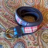 American Eagle Outfitters Accessories | American Eagle Plaid Cotton Belt | Color: Blue/Pink | Size: Os