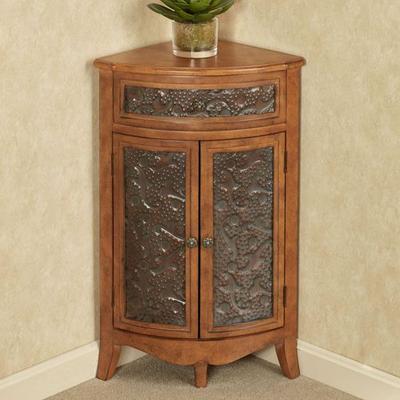 Lonzbard Corner Accent Cabinet Pecan , Pecan