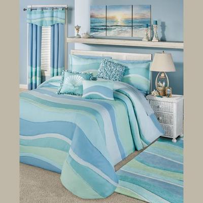 Ocean Tides II Grande Bedspread Cerulean Blue, Queen, Cerulean Blue