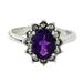 Victorian Crown,'Artisan Crafted Silver Ring with Amethyst and Marcasite'