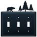 Village Wrought Iron Bear & Pine 3-Gang Toggle Light Switch Wall Plate in Black | 8 H x 6.5 W x 0.02 D in | Wayfair ESSS-83