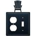 Village Wrought Iron Adirondack 2-Gang Duplex Outlet/Toggle Light Switch Combination Wall Plate in Black | 8 H x 4.63 W x 0.02 D in | Wayfair