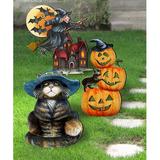 The Holiday Aisle® 3 Piece Halloween Porch Walk Way Garden Stake Set Wood in Brown/Orange | 12 H x 9 W x 0.25 D in | Wayfair