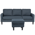 Sofa Dunkelgrau Polsterbezug 3-Sitzer Traditionell-Modern Ottomane Wohnzimmer