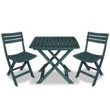 vidaXL 3 Piece Folding Bistro Set Plastic Green