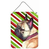 Caroline's Treasures French Bulldog Frenchie Candy Cane Holiday Christmas Painting Print Metal | 16 H x 12 W x 0.05 D in | Wayfair LH9594DS1216