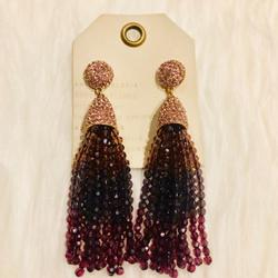 Anthropologie Jewelry | Anthropologie Rose Gold // Purple Tassel Earring | Color: Gold/Purple | Size: Os