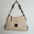 Dooney & Bourke Bags | Dooney & Bourke All Leather Shoulder Bag | Color: Brown/Cream | Size: 9.5" Top, 12" Bottom (W) X 9" H X 4" D