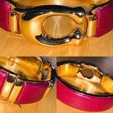 Coach Jewelry | Leather And Gold Coach Cuff Bracelet | Color: Gold/Red | Size: Small
