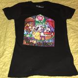 Disney Tops | Beauty And The Beast Disney Mural Rose Graphic T | Color: Black/Red | Size: M