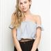 Brandy Melville Tops | Brandy Melville Off The Shoulder Top | Color: Blue/White | Size: Os