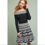 Anthropologie Dresses | Eliza J Pattern Off The Shoulder A-Line Knit Dress | Color: Black/White | Size: L
