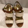 Coach Shoes | Coach Chestnut & Off White Leather Strap Sandals | Color: Cream/Tan | Size: 8