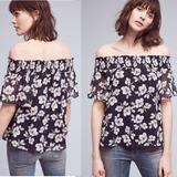 Anthropologie Tops | Brio Off-The-Shoulder Top, Blue | Color: Blue/White | Size: S