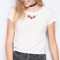 Brandy Melville Tops | Brandy Melville Rose Embroidered White Tee | Color: White | Size: Os