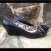 Coach Shoes | Coach Wedge Peep Toe Chain Front Shoes 6.5-Gc | Color: Black | Size: 6.5