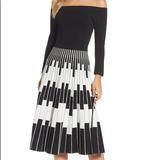 Anthropologie Dresses | Eliza J Off Shoulder Midi Dress | Color: Black/White | Size: L