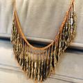 Anthropologie Jewelry | Boho Chic Silver Fringe Necklace | Color: Silver/Tan | Size: Os