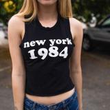 Brandy Melville Tops | Brandy Melville New York Cropped Tank | Color: Black/White | Size: One Size