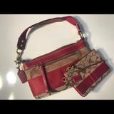 Coach Bags | Coach Red Signature Shoulder Bag & Wristlet | Color: Brown/Red | Size: Os