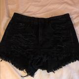 American Eagle Outfitters Shorts | Black Ripped Jean Shorts | Color: Black | Size: 2