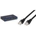 Netgear GS108GE 8-Port Unmanaged Gigabit Kupfer Switch (bis zu 1000 MBit/s Datenübertragung, Plug-and-Play, lüfterlos) & Amazon Basics Ethernet-Netzwerkkabel, RJ45, Cat6, 1,5 m, 1.000Mbit/s