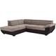Mivano Ecksofa Speedway / Moderne Couch in L-Form mit verstellbaren Kopfstützen und Ottomane / 262 x 79 x 224 / Zweifarbiger Bezug, elephant/mud