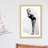 East Urban Home Radio Days 'Marilyn Monroe Posing In A Black Swimsuit' Photographic Print on Canvas Paper in Black/White | Wayfair