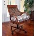 Bayou Breeze Valenzuela Solid Back Arm Chair Upholstered/Wicker/Rattan/Fabric in Brown | 35 H x 24 W x 26.25 D in | Wayfair