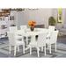 Alcott Hill® Deann 7 - Piece Rubberwood Solid Wood Dining Set Wood/Upholstered in White | Wayfair B0C5E6B556204B0BBE41D01EEC3E1786