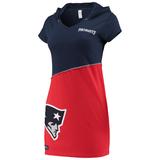 Women's Refried Apparel Navy/Red New England Patriots Sustainable Hooded Mini Dress