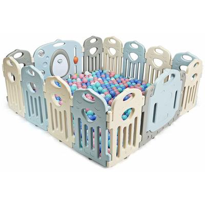 Costway - Laufgitter Laufstall Baby, Absperrgitter aus Kunststoff, Krabbelgitter Spielzaun fuer Image
