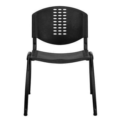 Flash Furniture RUT-NF01A-BK-GG Hercules Black Plastic Stack Chair with Oval Cutout Back