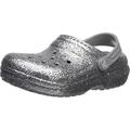 Crocs Unisex Kids Classic Glitter Lined Clog K, Silver, 3 UK