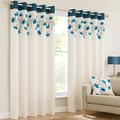 Amania Trading Ltd LILY Ring Top Fully Lined Floral Eyelet Curtains - Teal 90" (229cm) x 72" (183cm)