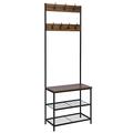 WOLTU Clothes Rail 8 Hanging Hooks Hanger Coat Rack Stand with Shoes Rack Storage Shelves Organizer for Hallway SR0114dc