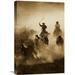 East Urban Home 'Horses Herded by Cowboy & Cowgirl, Oregon' Photographic Print on Wrapped Canvas Canvas | 24 H x 16 W x 1.5 D in | Wayfair