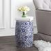 Ophelia & Co. Horwich Blossom Chinoiserie Ceramic Garden Stool Ceramic in Blue/Gray | 17.5 H x 13 W x 13 D in | Wayfair