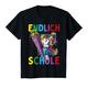 Kinder Einschulung Einhorn Endlich Schule mit Schultüte Zuckertüte T-Shirt