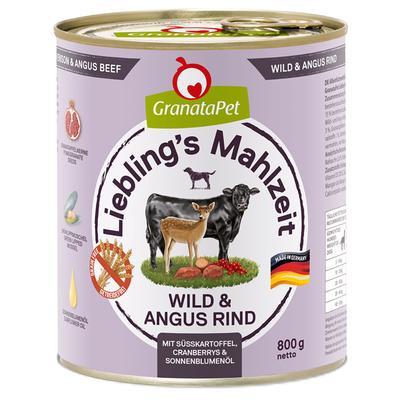 6x800g GranataPet Liebling's Mahlzeit Wild & Angus Rinds