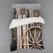 East Urban Home Barn Wood Wagon Wheel Duvet Cover Set Microfiber in Gray | Wayfair FEDB6BE309B74FFD9F33321A8EF1D90A