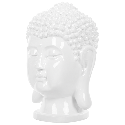 Dekofigur Weiß 24 x 41 cm Polyresin Buddha Figur Pflegeleicht Wohnaccessoires Elegant