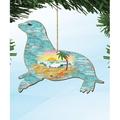 The Holiday Aisle® Sea Lion Scenic Wooden Christmas Hanging Wood Ornament Wood in Brown/Green | 5.5 H x 5 W x 0.25 D in | Wayfair