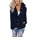 Happy Sailed Womens Warm Cardigan Coat Fluffy Faux Fur Winter Fleece Hooded Sherpa Jacket Size 8 10 Navy Blue