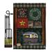 Breeze Decor Holly Lodge Winter Wonderland Impressions 2-Sided Polyester 19 x 13 in. Flag Set in Red/Green/Yellow | 18.5 H x 13 W in | Wayfair