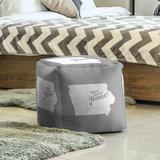 East Urban Home Sweet Des Moines Cube Ottoman Polyester/Fade Resistant/Scratch/Tear Resistant in Gray | 18 H x 18 W x 18 D in | Wayfair