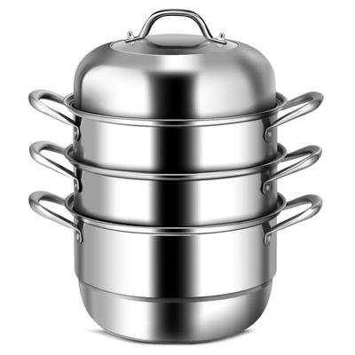 Costway 3 Tier Stainless Steel Cookware Pot Saucepot Steamer